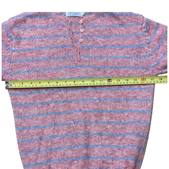 Northern Isles Size S New Zealand Wool Pink 80s Striped Vintage Henley Sweater - Picture 4 of 6